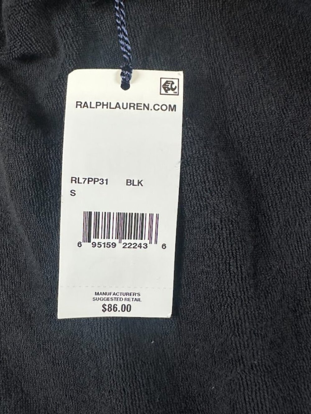 NWT Polo Ralph Lauren Sz Small Black Terry Drawstring Cover Up Dress Women - Picture 5 of 10